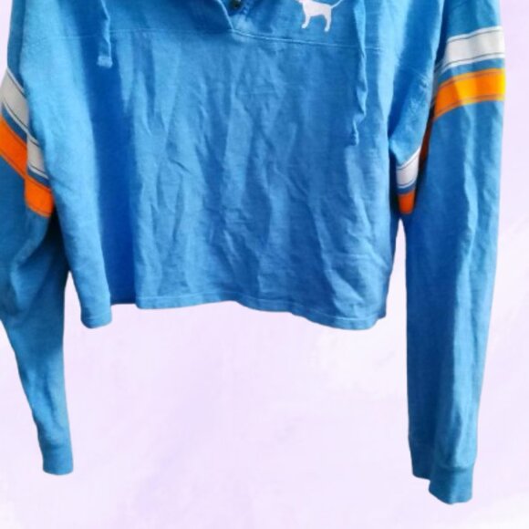 PINK Victoria's Secret drawstring collared cropped top long sleeve with dog XS - Picture 9 of 9